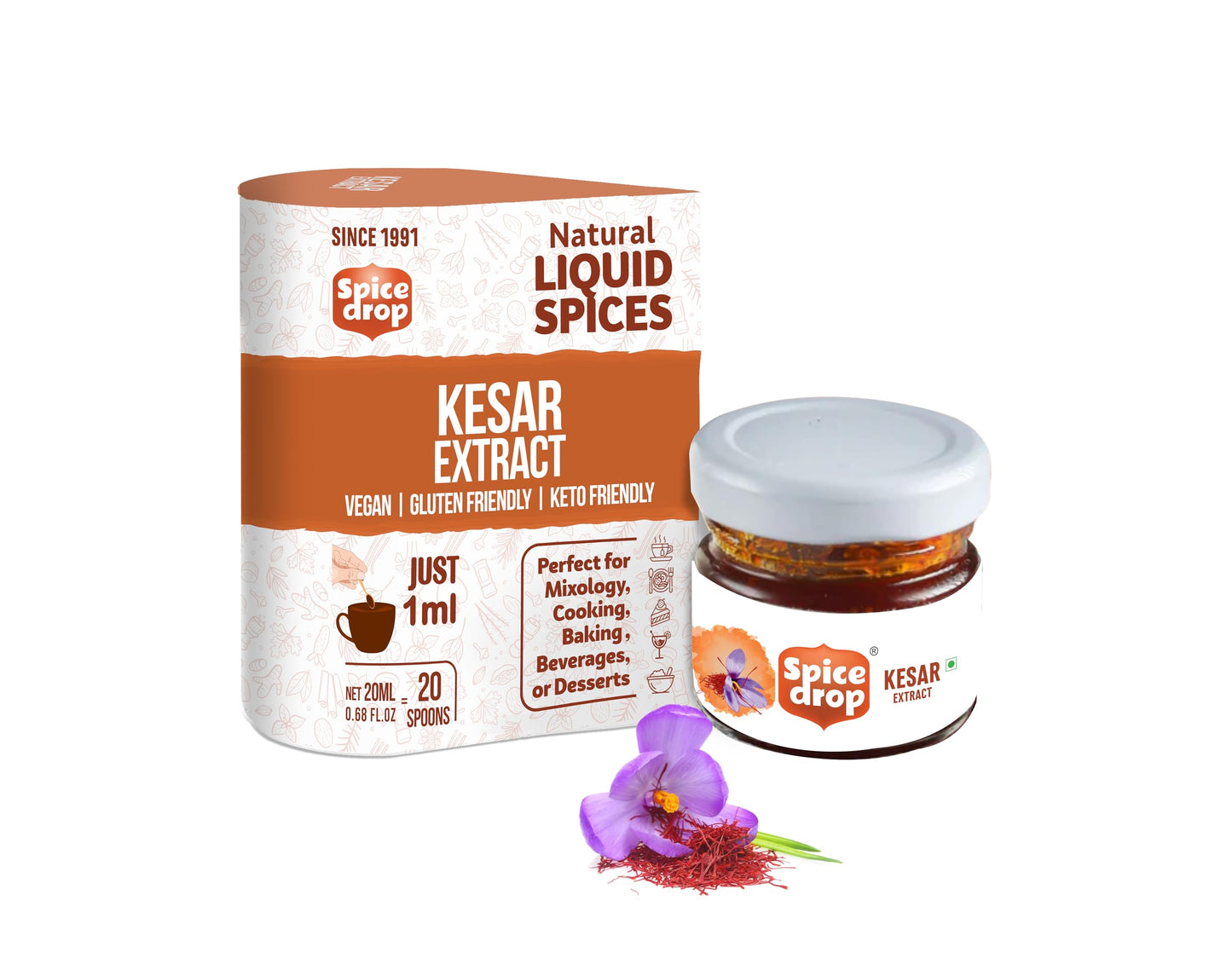 Spice Drop Saffron Extract | Pure Kashmiri Kesar | Tea, Kheer, Kesar Milk, Cooking, Baking, Biryani, Dessert | Rich Flavor Aroma
