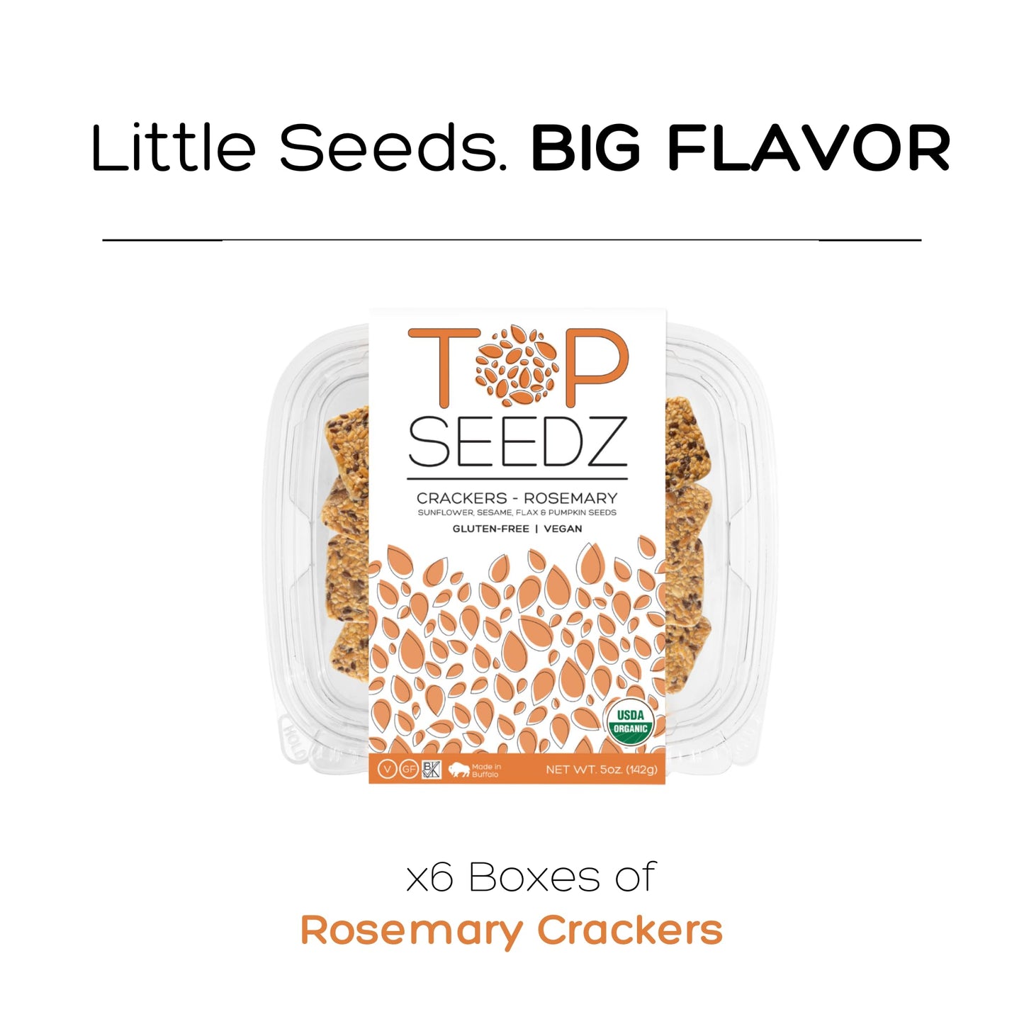 Top Seedz Organic Gluten Free Rosemary Seed  ers - 5 Oz (Pack of 6) - Healthy Vegan Snack with Plant Based Protein