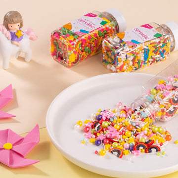 Rainbow Sprinkles For Cake Decorating, Pink Yellow Green Sprinkles Mix, Edible Sprinkles For Cupcake Toppers Ice Cream Cookie Ba