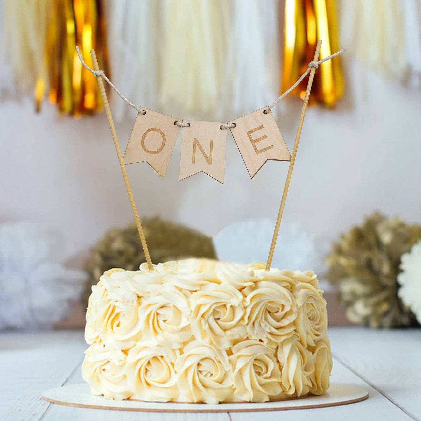 Wood One Cake Topper - 1 St Birthday Cake Decorations, First Birthday Cake Topper, Cake Topper Wood One Banner, Cake Smash Decor