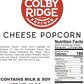 Colby Ridge Cheddar Cheese Gourmet Popcorn Bulk 5 Gal (80 Cups) Gluten Free 45 Ounce