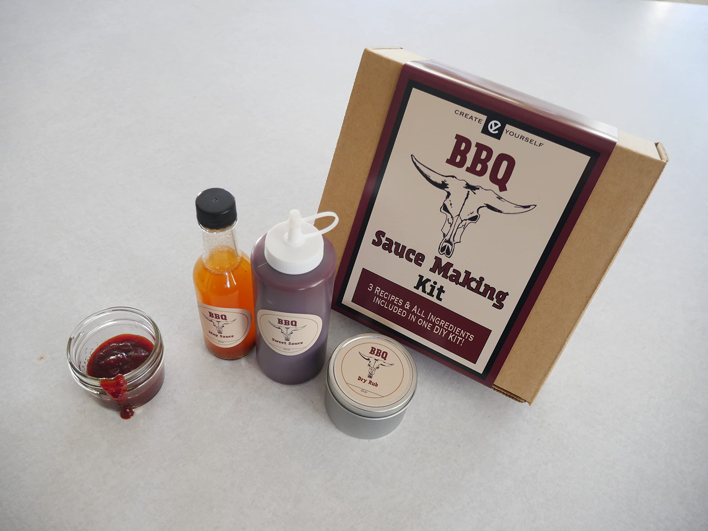 Create Yourself BBQ Sauce Making Kit - Complete DIY Set with Recipes, Ingredients, Containers, and Labels