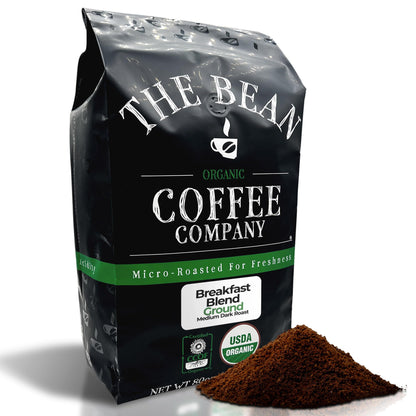 The Bean Organic Coffee Company Breakfast Blend, Medium Dark Roast, Ground Coffee, 5-Pound Bag,Caf   molido tostado organico
