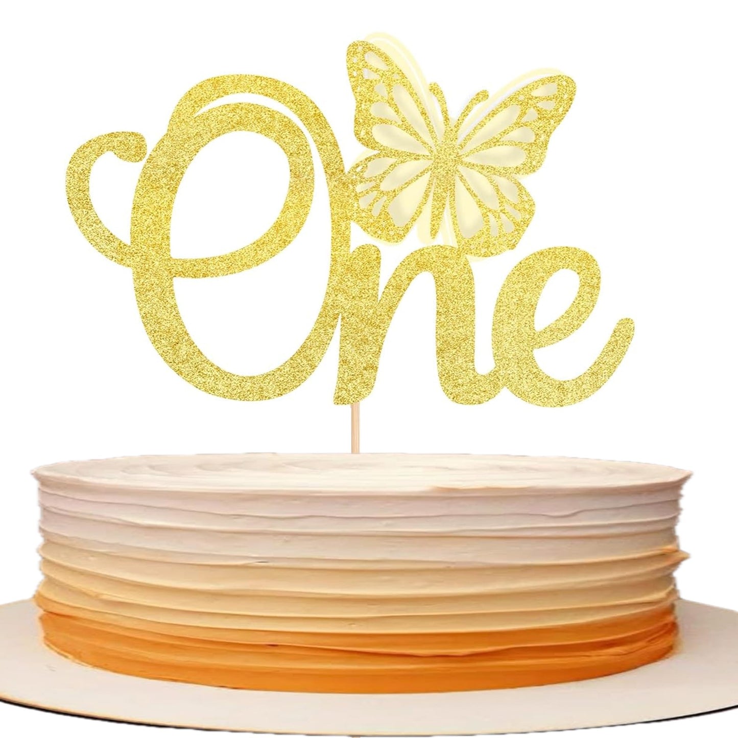 Rsstarxi Butterfly Cake Topper, Gold Glitter, 1 Pack, Model XM021-Gold, Baby Shower & 1st Birthday Party Supplies