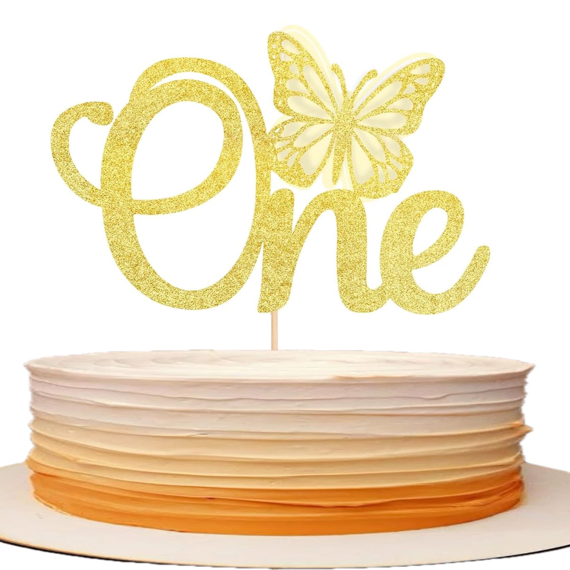 Rsstarxi Butterfly Cake Topper, Gold Glitter, 1 Pack, Model XM021-Gold, Baby Shower & 1st Birthday Party Supplies