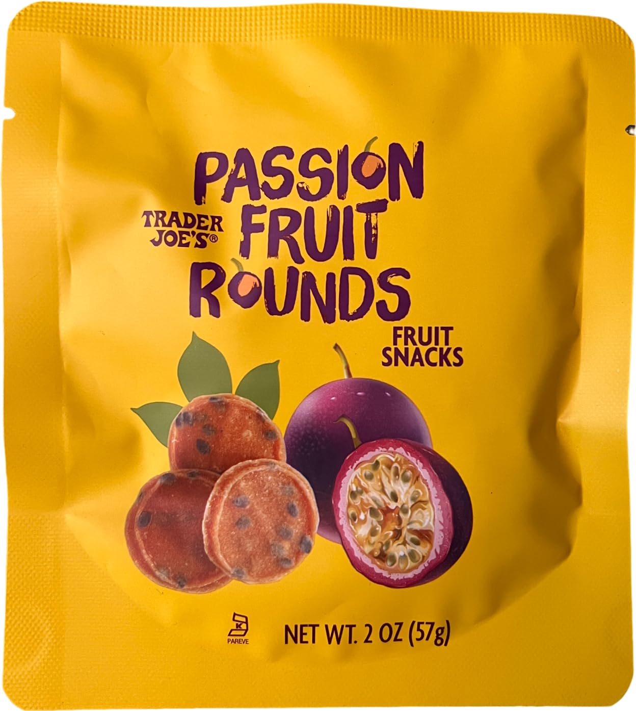 Trader Joes Passion Fruit Rounds Fruit Snacks, 2 oz, Regular