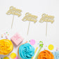 24Pcs Happy Birthday Cupcake Toppers Gold Glitter Birthday Cupcake Food Picks For Celebrating Happy Birthday Party Cake Decorati