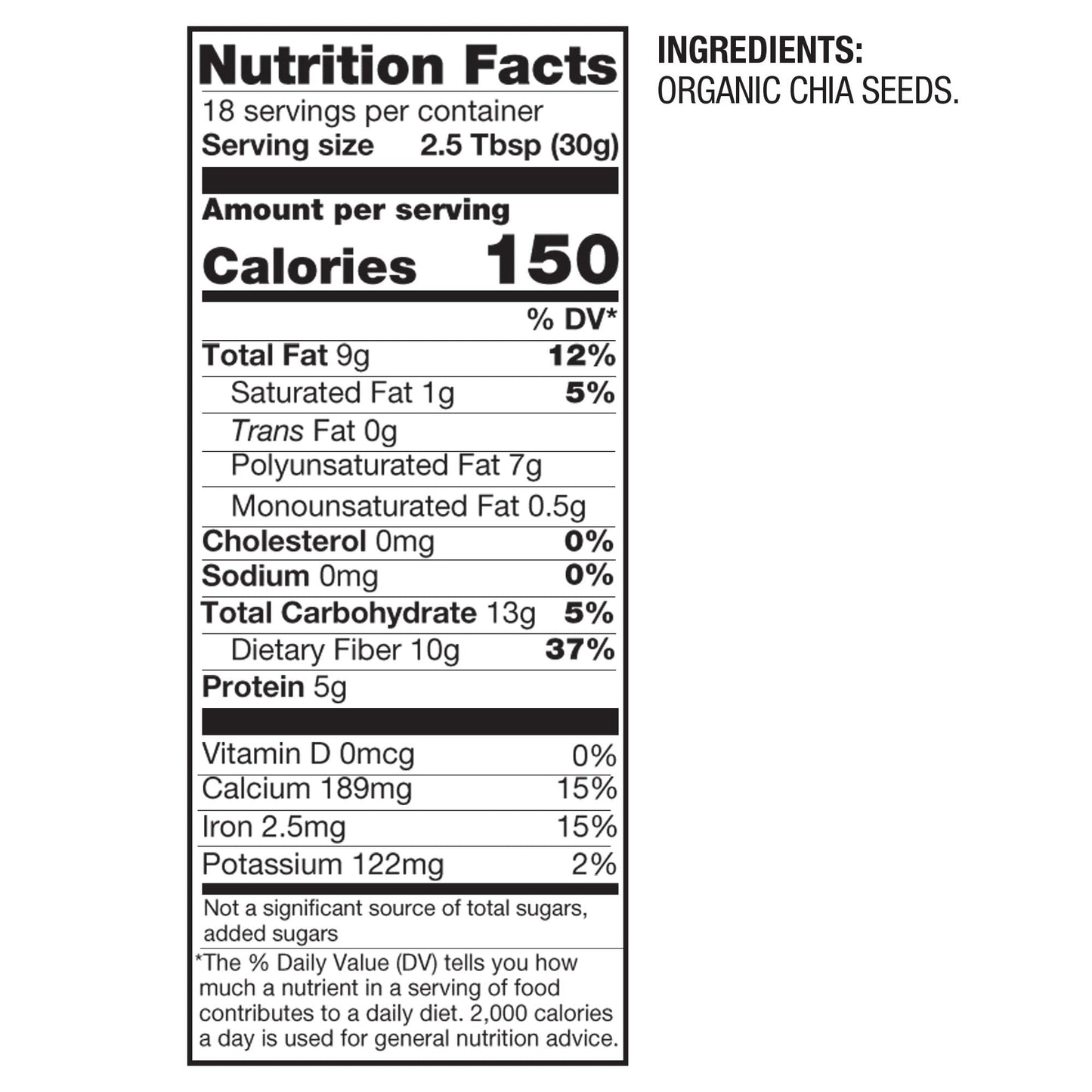 BetterBody Foods Organic Chia Seeds with Omega-3, Non-GMO, Gluten Free, Keto Diet Friendly, Vegan, Good Source of Fiber, Add to