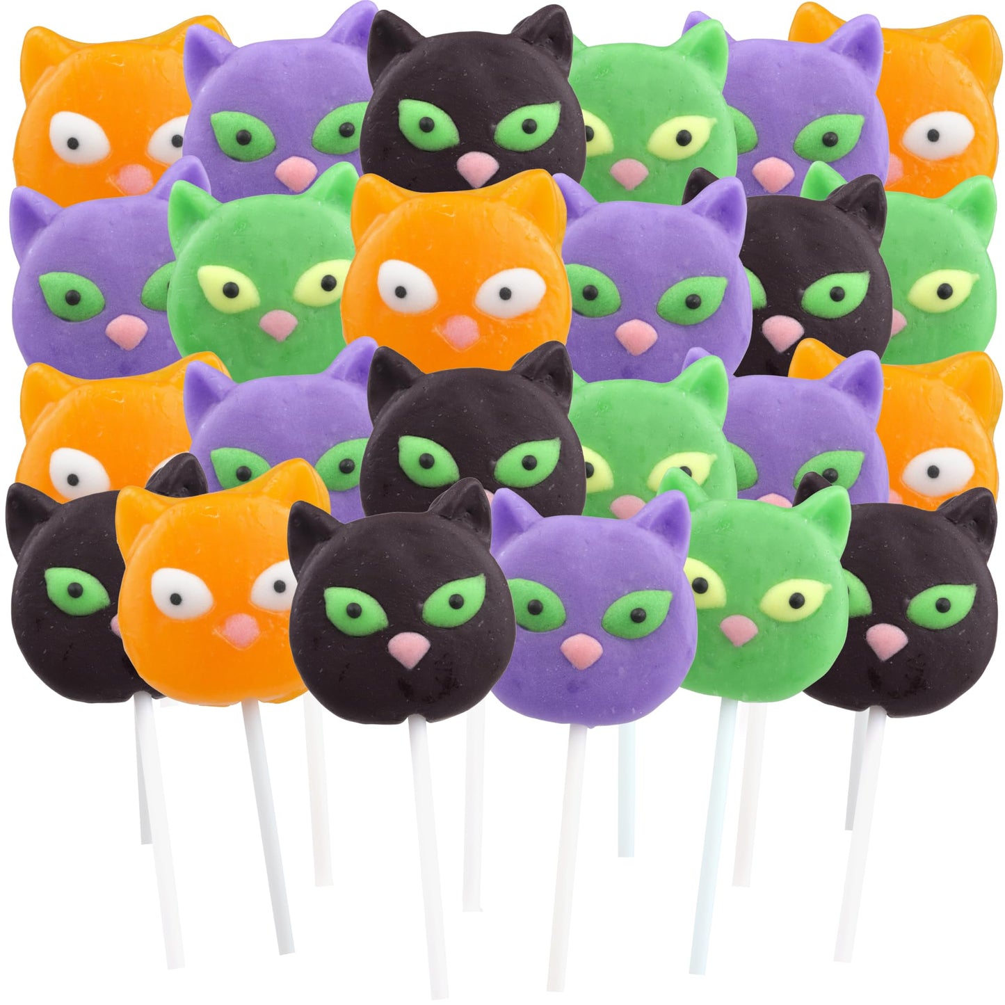 Sweetzo Halloween Cat Lollipops, Assorted Fruit Flavored, Individually Wrapped, 24 Count, 15.6 cm x 6.2 cm x 17.9 cm