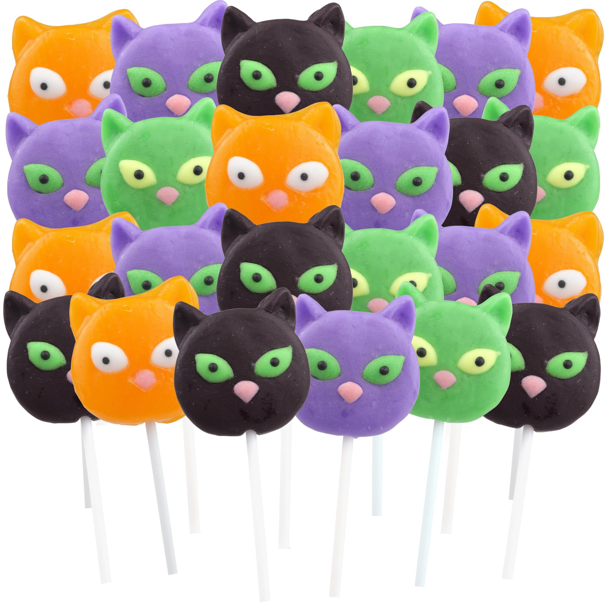 Sweetzo Halloween Cat Lollipops, Assorted Fruit Flavored, Individually Wrapped, 24 Count, 15.6 cm x 6.2 cm x 17.9 cm