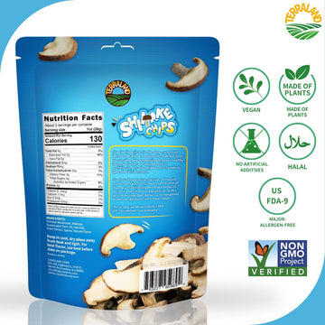 Terraland Shiitake Chips - Sea Salt, Crispy & Crunch Mushroom Snack, Non Gmo, Vegan, Topping For Salads And Soups 2.12Oz Bag - P