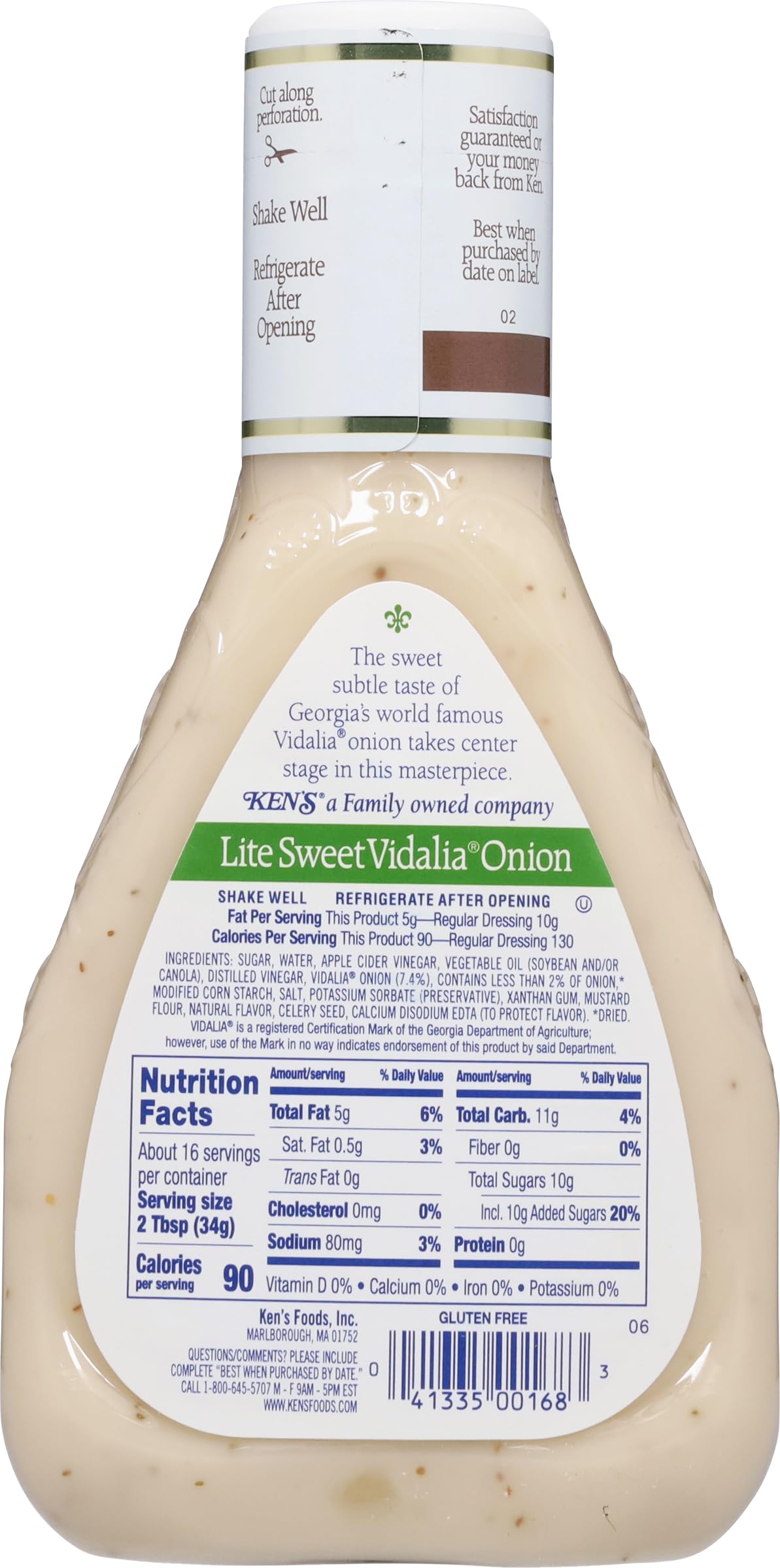 Kens Steak House Lite Dressing, Sweet Vidalia Onion, 16 Ounce