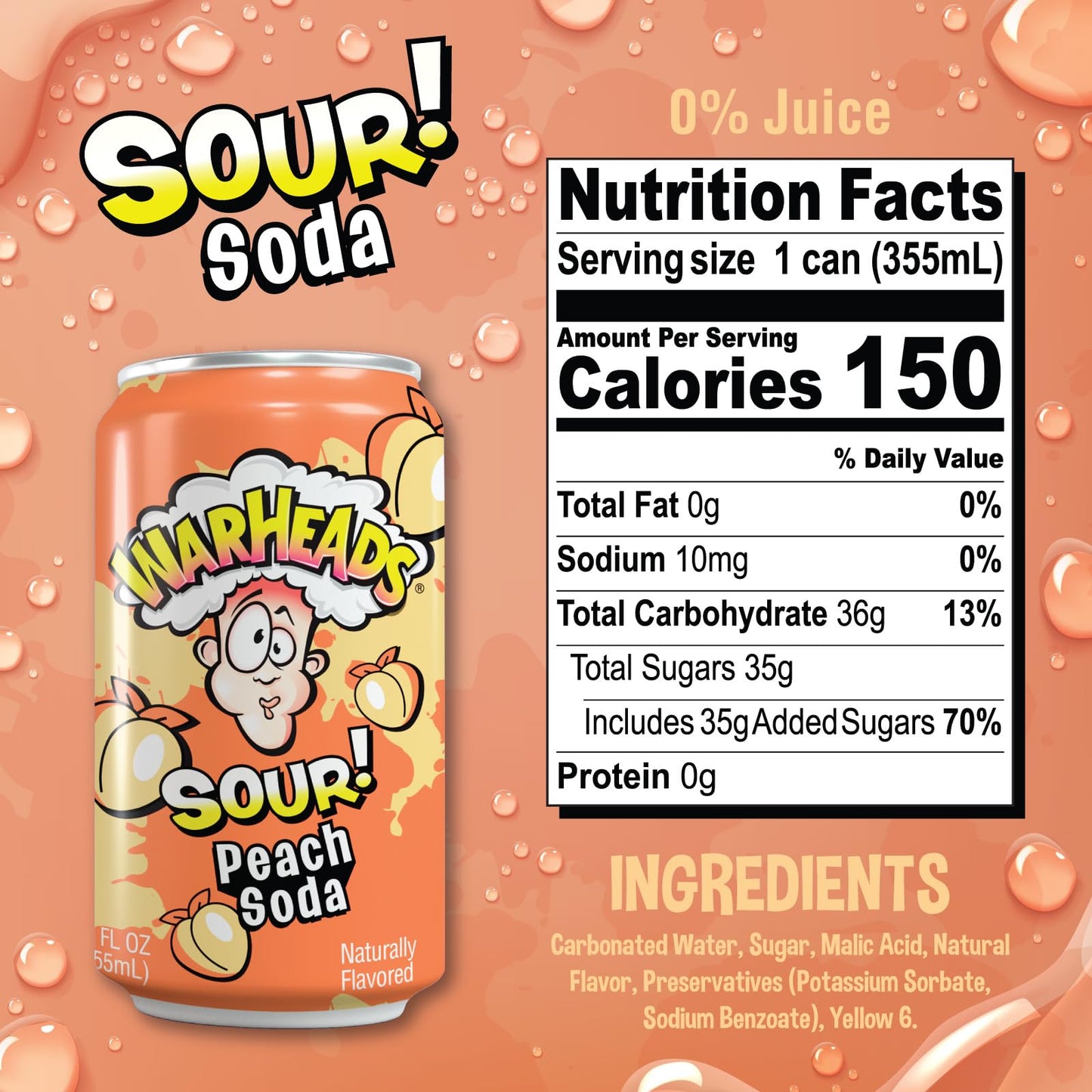 Warheads Sour Fruity Soda – Classic Candy Flavors, Perfectly Balanced Sweet & Sour, Variety Pack of 12, 12oz Cans
