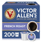 Victor Allen Coffee French Roast Single Serve Pods, 200 Count for Keurig K-Cup Brewers