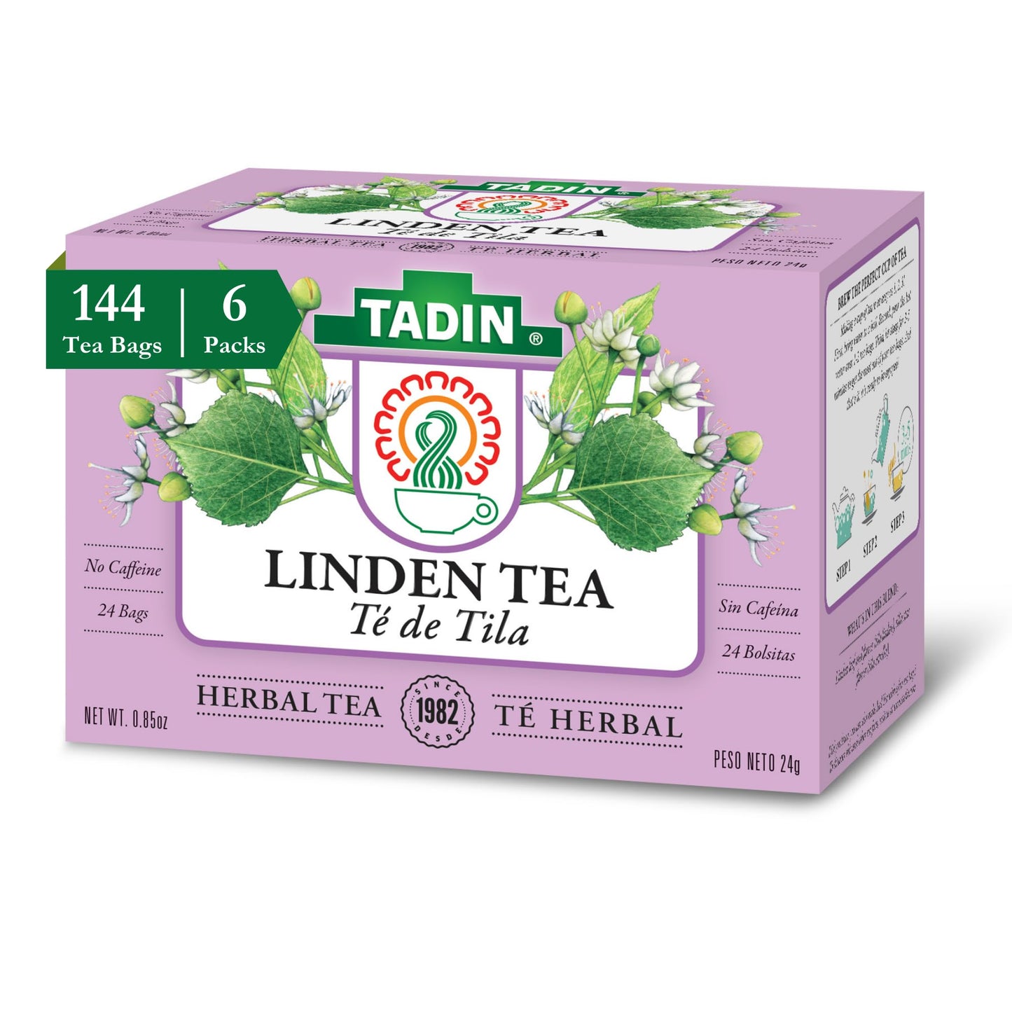 Tadin Tila Medicinal Tea Bags, Pack of 6 (24 Count) - Herbal Infusion, Model 083703505003