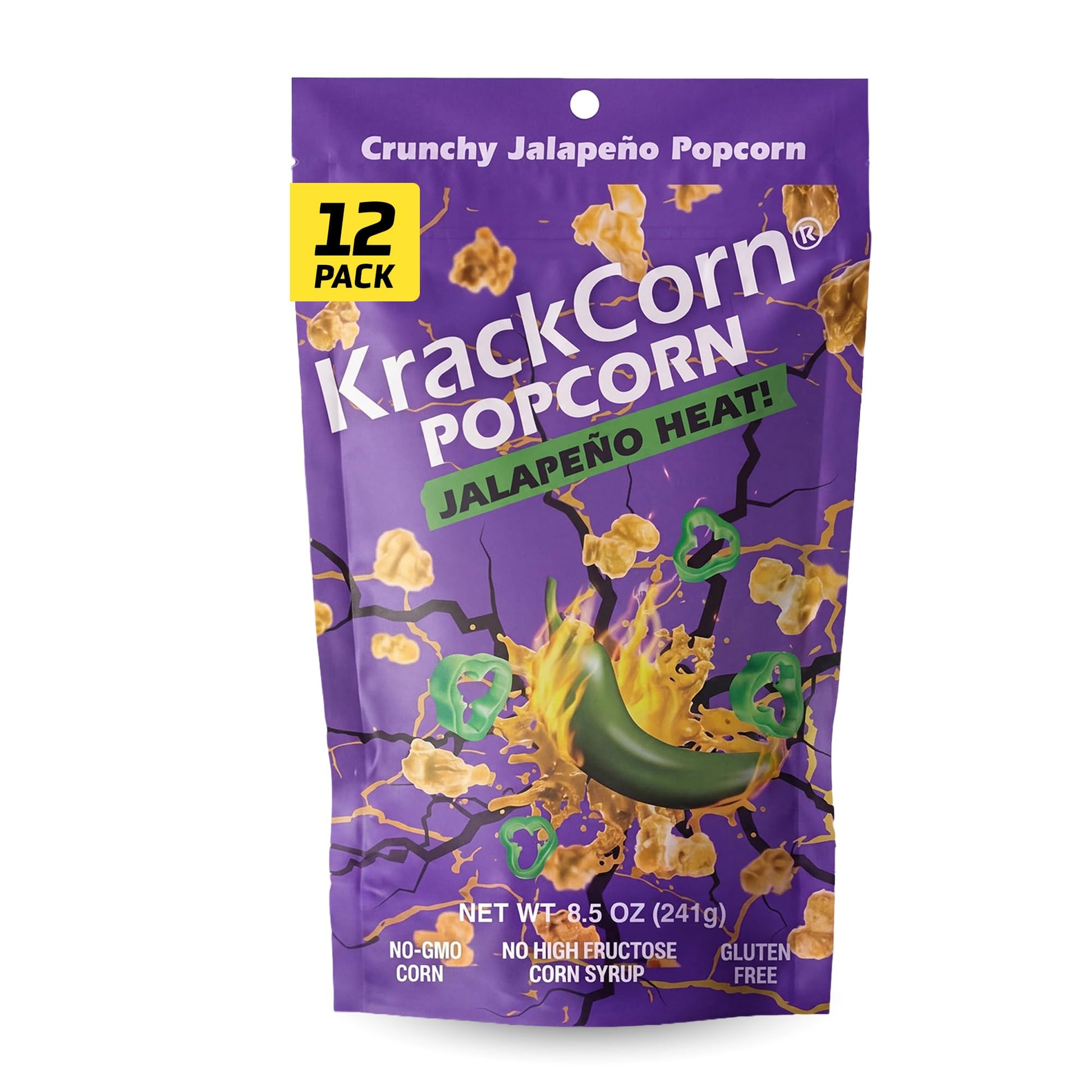KrackCorn Popcorn Jalapeno Heat! 12-pack (1.25oz bags)