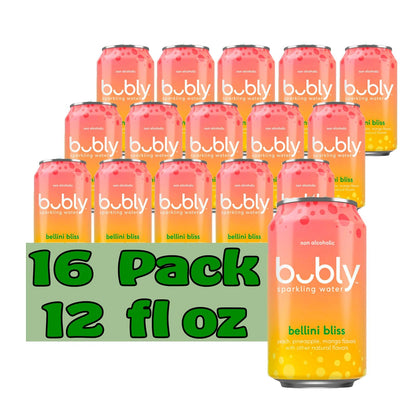 Bubly Bellini Bliss Flavored Sparkling Water 12 fl oz Aluminum Can 16 Pack