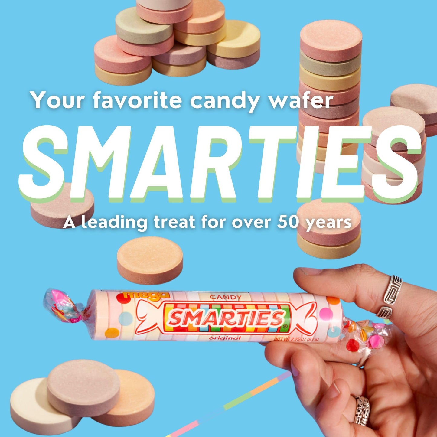 Smarties Double Lollies Mega | Vegan, Gluten Free, Peanut & Fat Free Fruity Flavors Childhood Treat, Perfect For Parties & Celeb