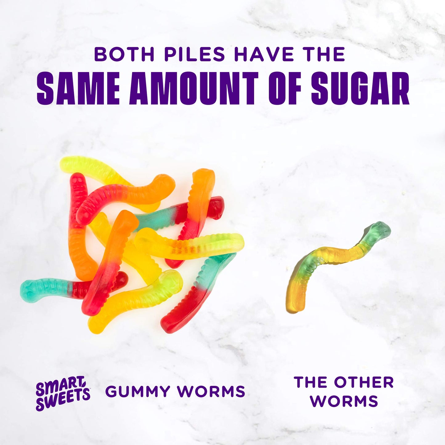 Smartsweets Gummy Worms Low Sugar Gummy Candy: 1.8Oz (Pack Of 14), No Artificial Sweeteners, Plant-Based, Gluten-Free, Healthy S