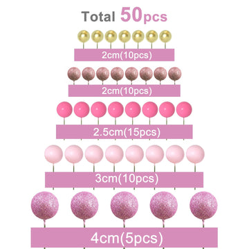 Astaron 50 Pcs Ball Cake Topper Sticks Mini Balloons For Cake Decorating Supplies Foam Balls Cake Decorations For Baby Shower Ca
