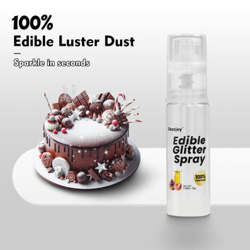 White Edible Glitter Spray, Food Glitter, Dazzjoy 8G Food Grade, Shimmer Edible Glitter For Cocktails, Luster Dust For Cake Deco