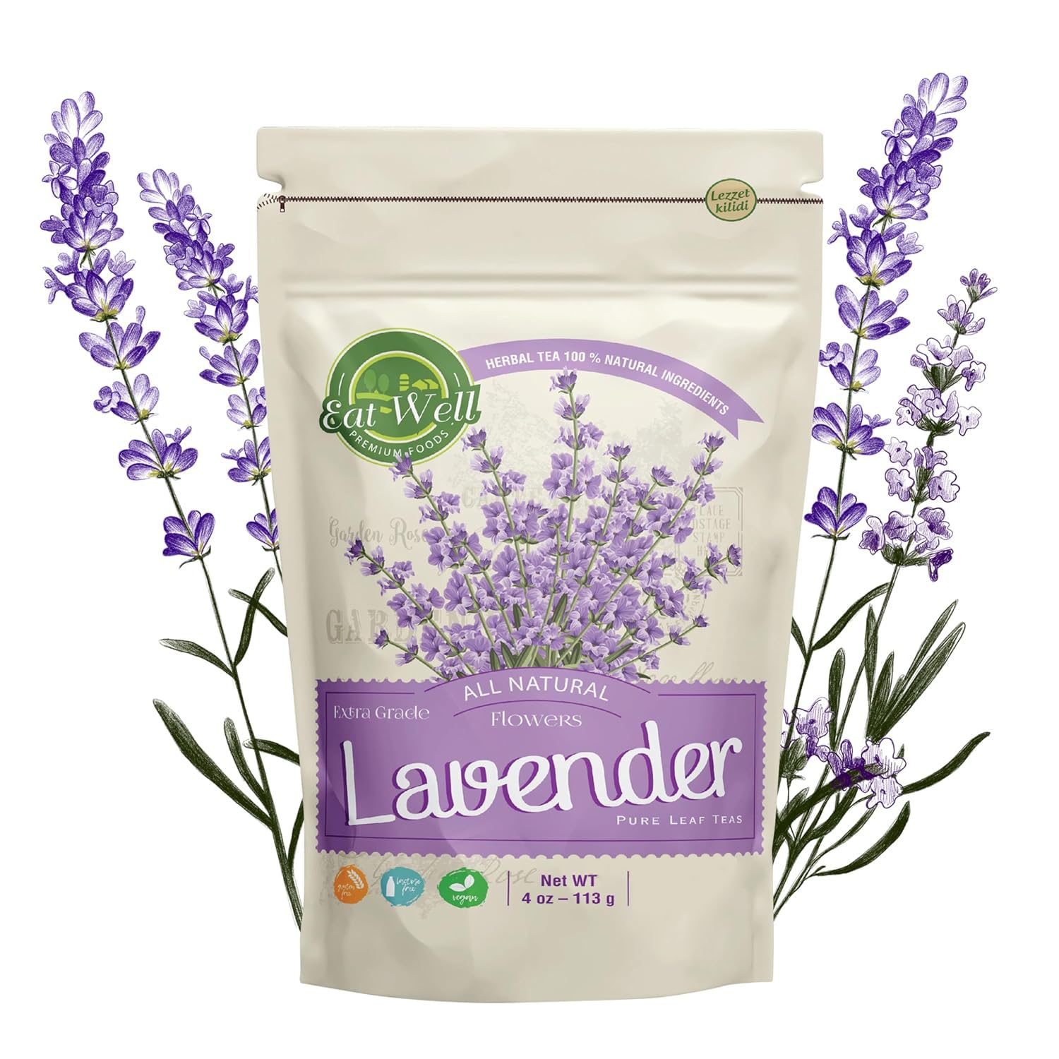 EAT WELL PREMIUM FOODS Dried Lavender Flowers Edible Culinary 4 oz Lavender