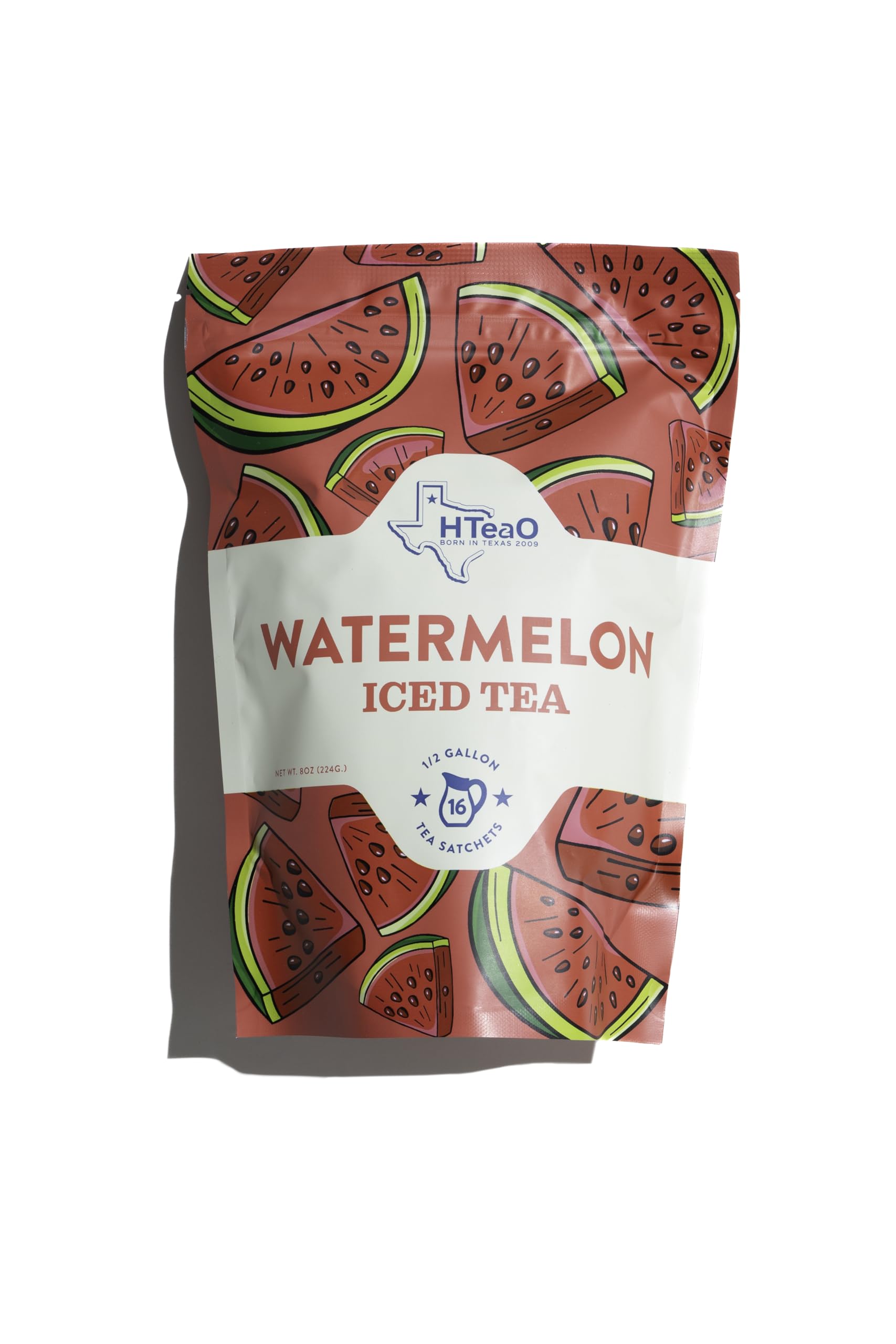 HTeaO Iced Tea Sachets - Watermelon Black Tea Mix for Instant Ice Tea - 8 Gallons Per Package - Real Texas-Style Flavored Iced T