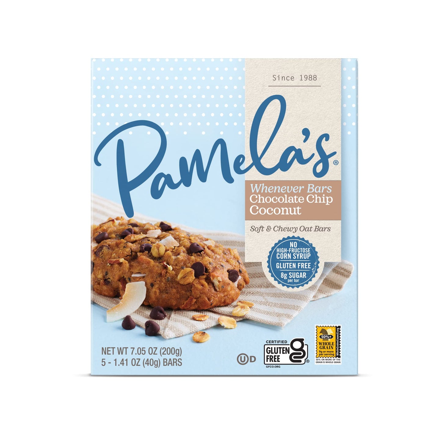 Pamelas Whenever Bars Oat Chocolate Chip Coconut, 5 Count (Pack of 1), Model 343