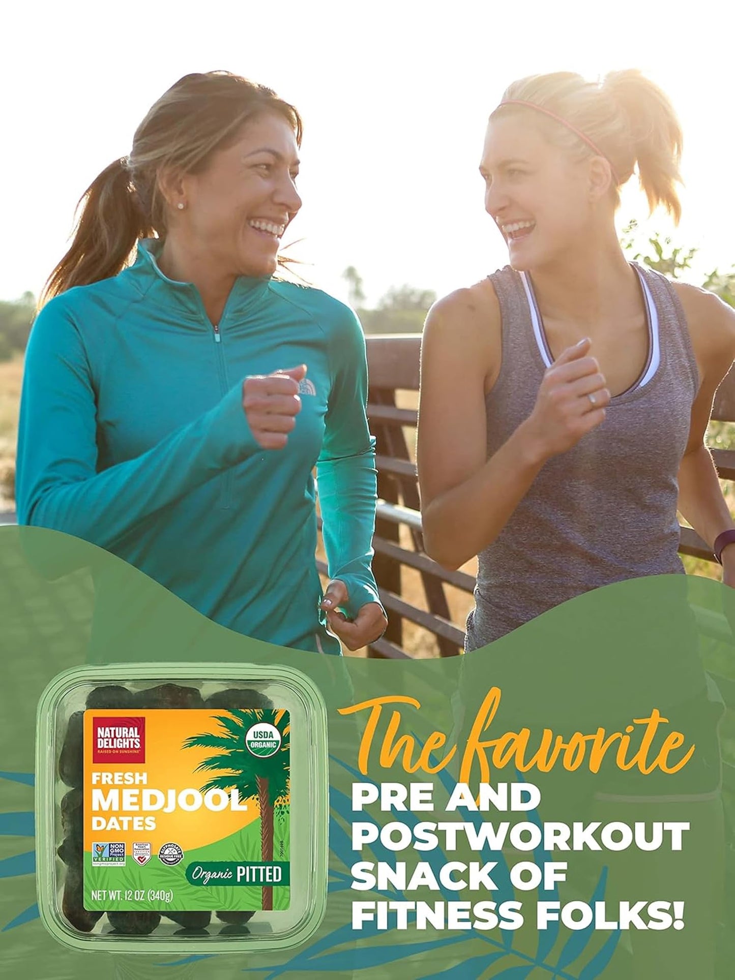 Natural Delights Organic Medjool Dates Pitted - USDA Certified Organic Fruit  Good Source of Fiber & Potassium  Naturally Sweet  Snack for On-the-Go  Large & Plump Dates - 12 oz Tub (Pack of 2)