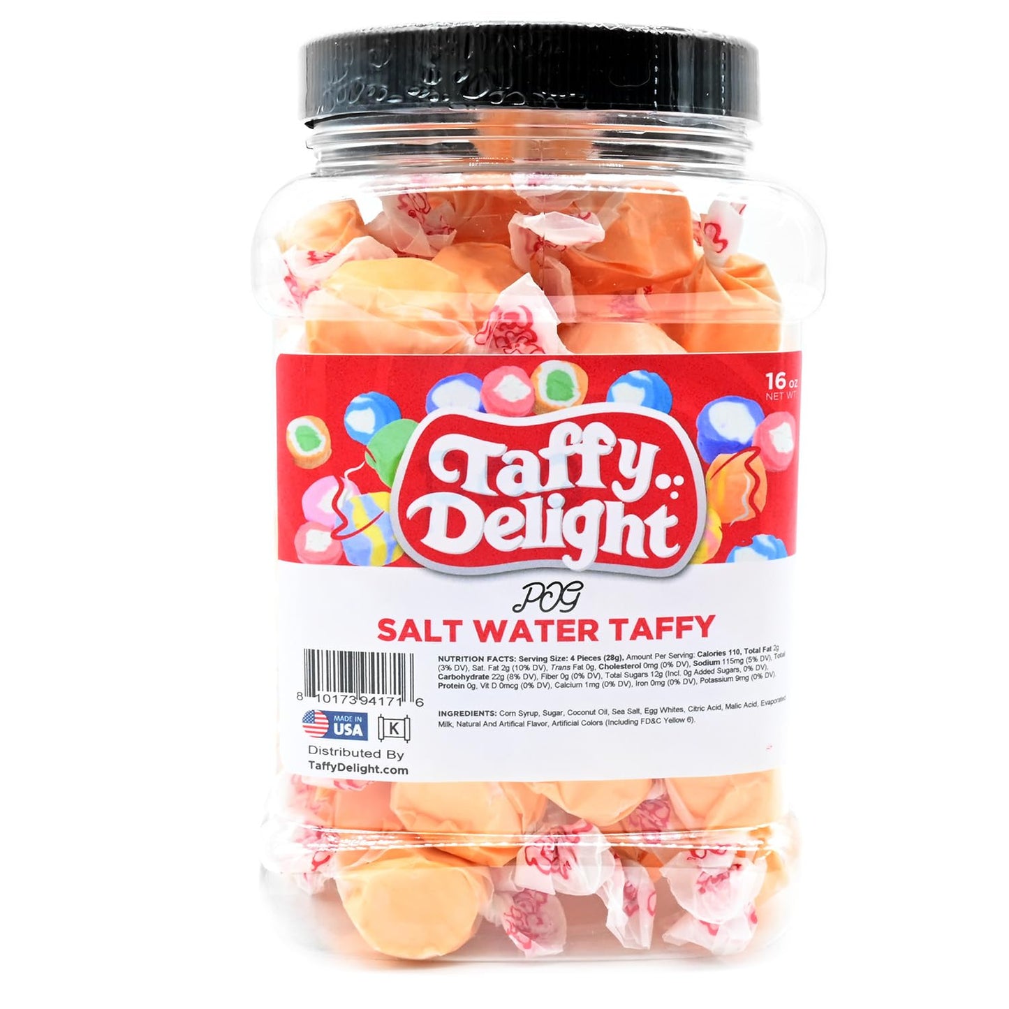 Taffy Delight Salt Water Taffy (16oz, Passion Fruit, Orange, Guava)
