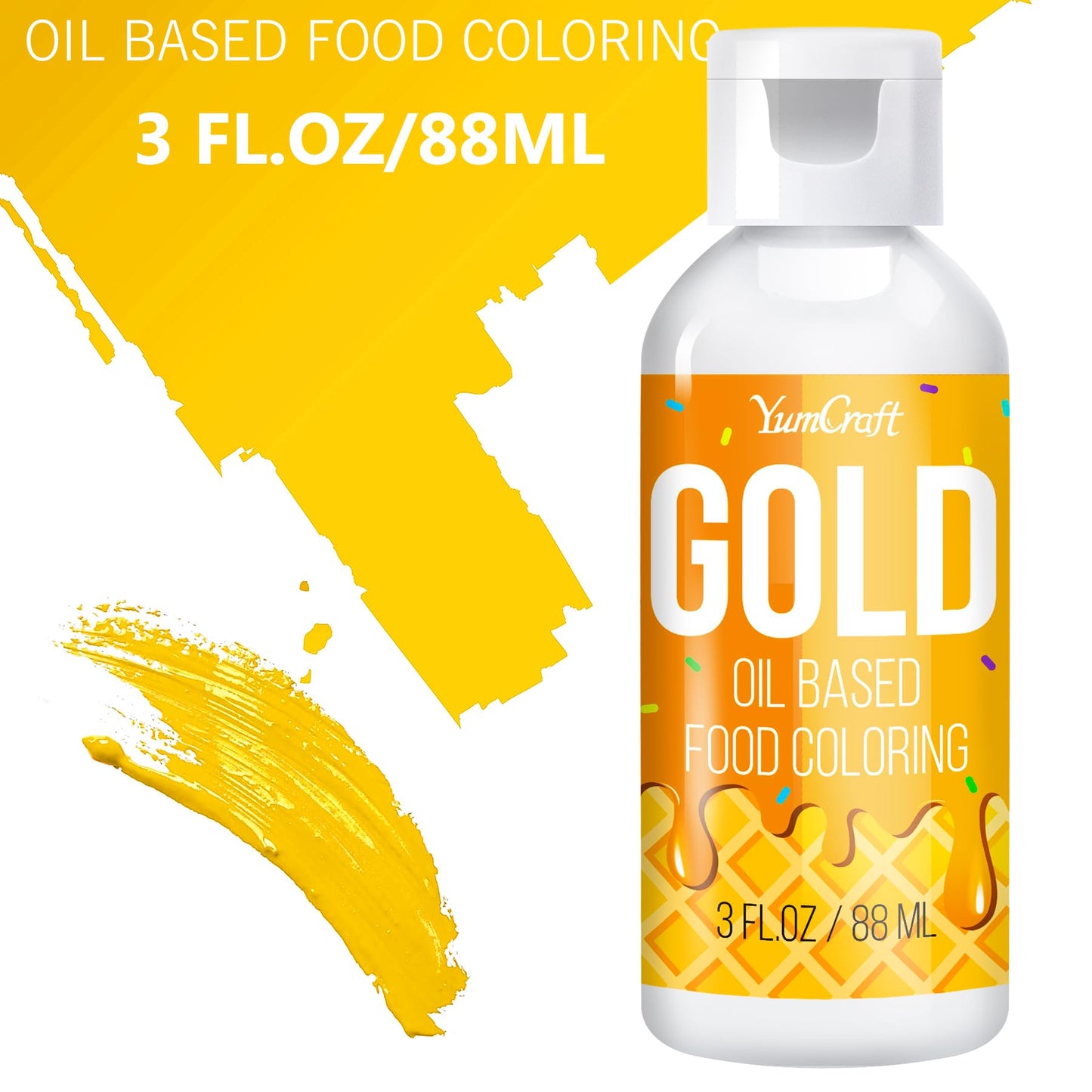 YumCraft Oil Based Food Coloring for Chocolate, 3 fl. oz, Gold - Vibrant Color for Candy Melts, Frosting, Baking, and Fondant