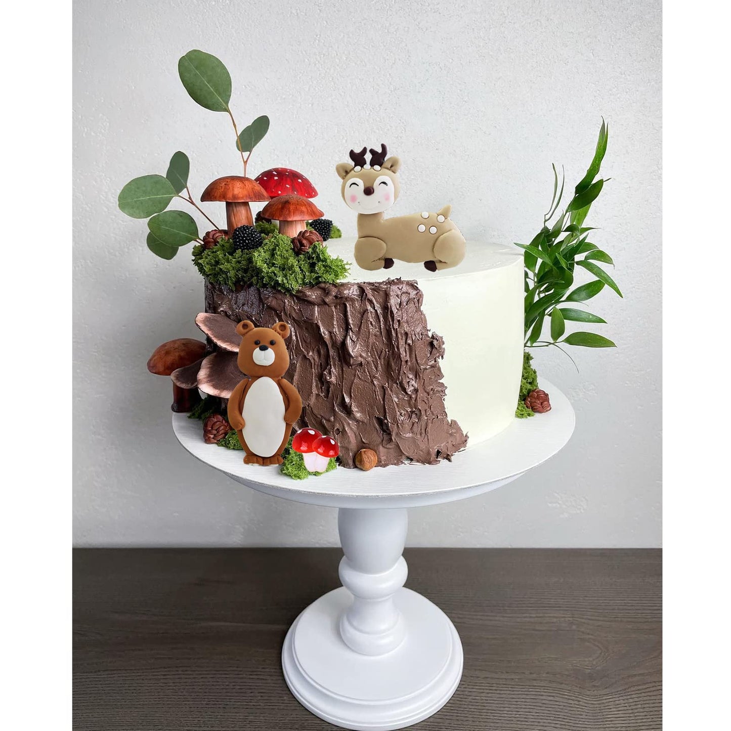RASSLISA Woodland Animal Cake Toppers, Fox Bear Deer, Clay Decorations, Flowers, Model LISA-LS-NN-XG03