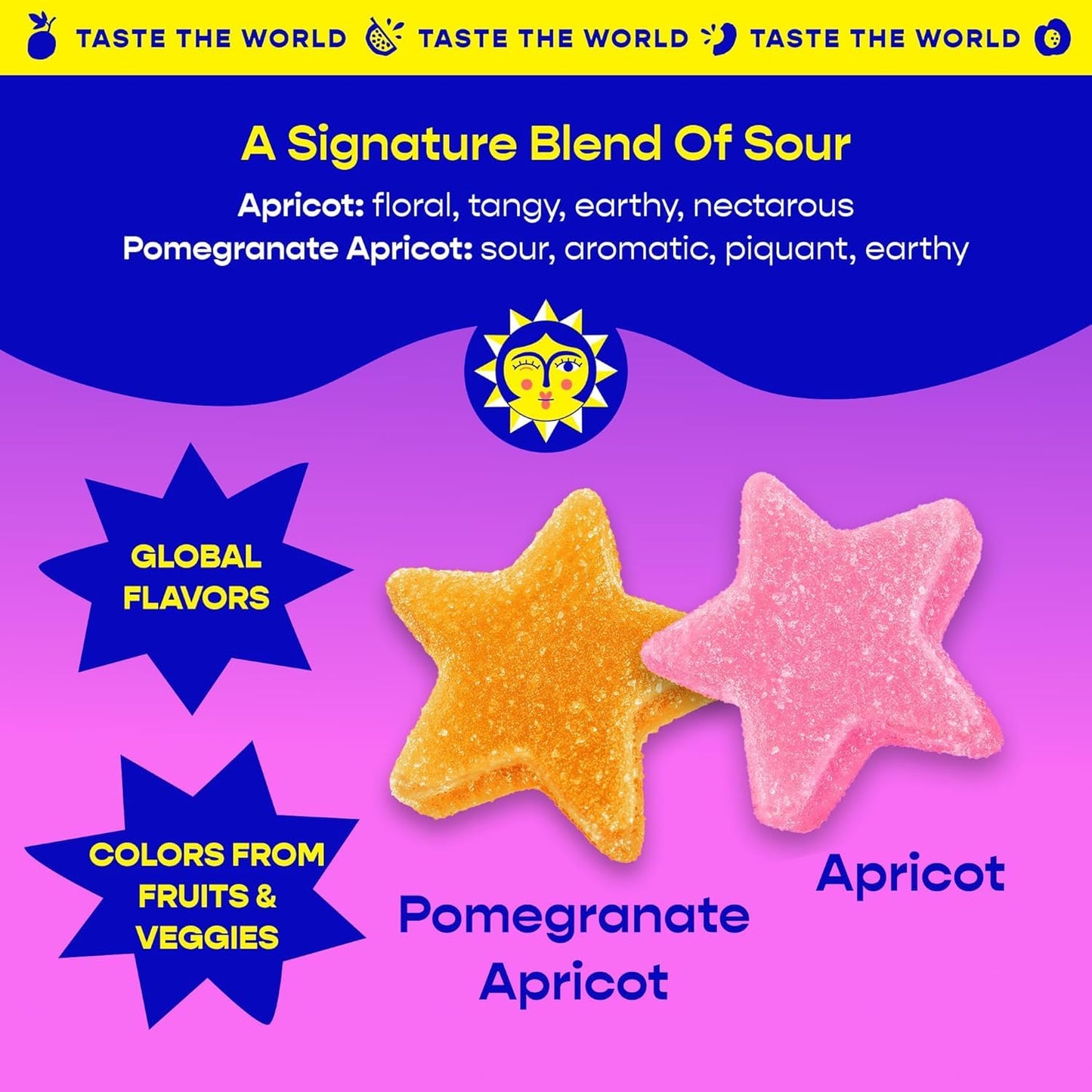 Better Sour Variety Pack  Guava Calamansi  Pomegranate Apricot  and Passion Fruit Sour Gummy Stars  Bold Fruit Flavor  mouthwatering Sour Candy  Vegan and Gluten-Free   6 Pouch Set