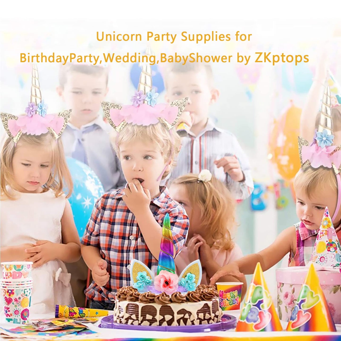 Unicorn Cake Topper Handmade Rainbow Horn Unicorn Cake Topper Unicorn Happy Birthday Party Decoration Supplies Magic Reusable Ca