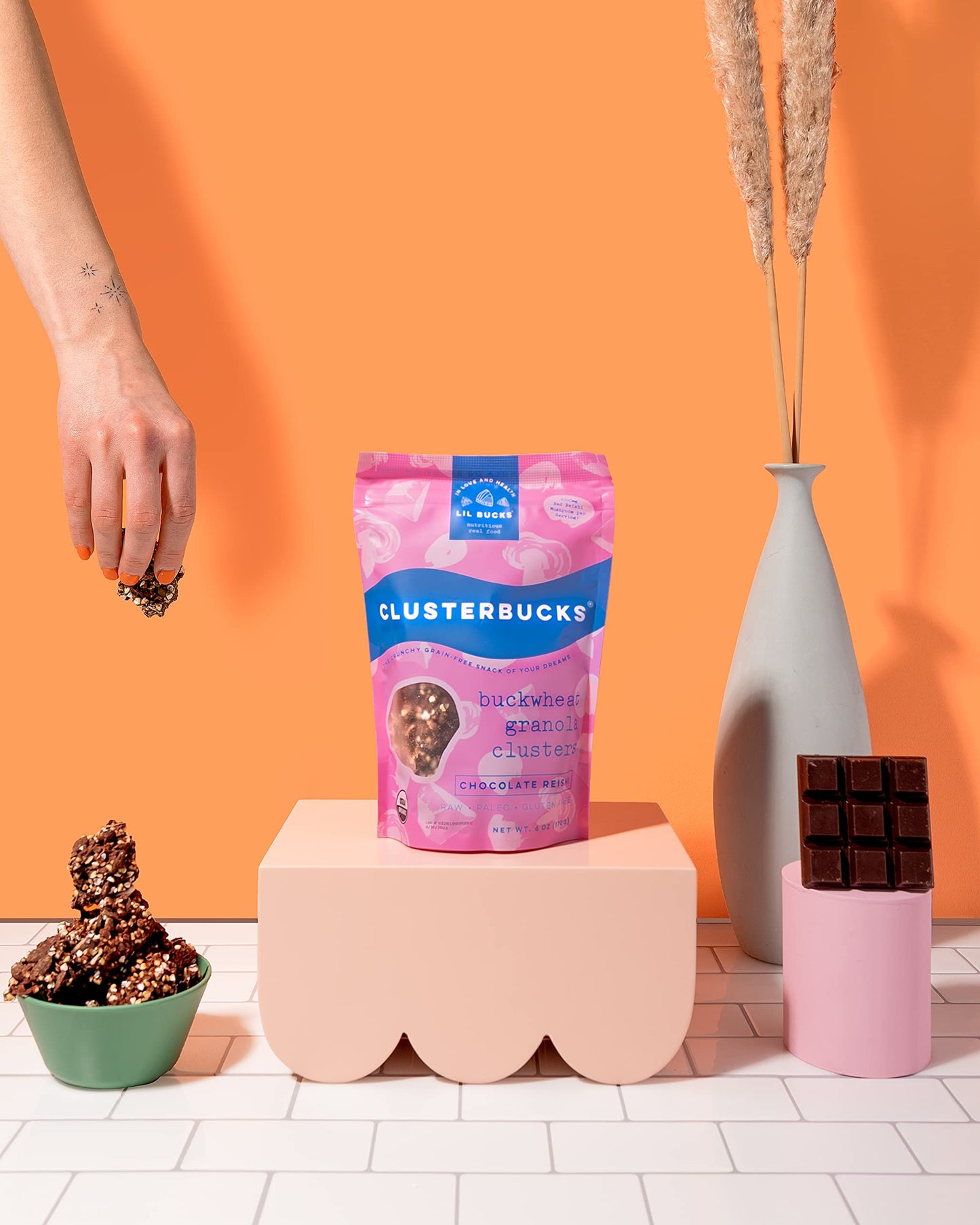 Lil Bucks Clusterbucks Grain-Free Superfood Clusters Made With Sprouted Buckwheat And Adaptogens, Gluten Free Snack (Chocolate S