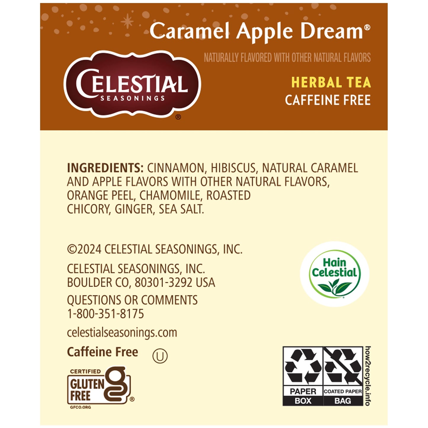 Celestial Seasonings Herbal Tea, Caramel Apple Dream, 18 Count, Pack of 6