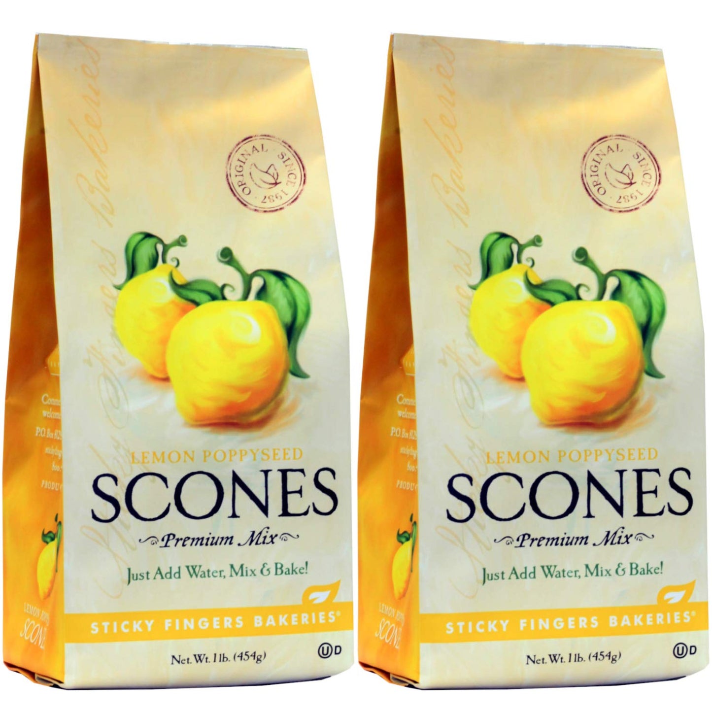 English Scone Mix, Lemon Poppyseed By Sticky Fingers Bakeries – Easy To Make English Scones Fresh Baked, Makes 12 Scones (2 Pk)