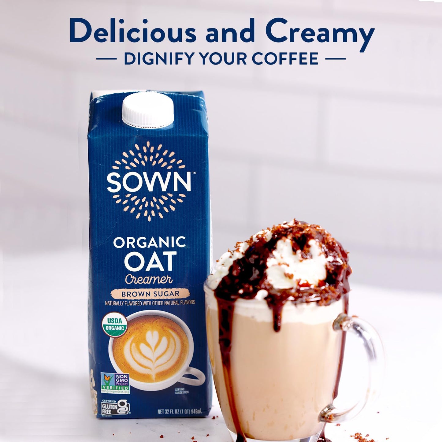 SOWN Organic Oat Creamer Brown Sugar - Barista Oat Milk Non Dairy Coffee Creamer - Plant Based, Dairy-Free, Vegan, Gluten-Free,