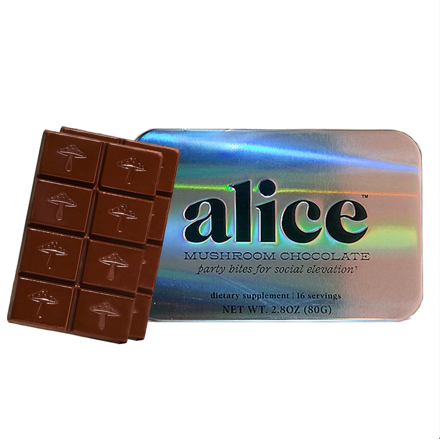 Alice Mushrooms Party Trick | Functional Mushroom Chocolate For Social Enjoyment | Cordyceps  Kanna & Nootropics For Shared Experiences - 1 Pack