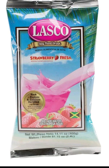 Lasco Soy Food Drink Strawberry, 14.11 oz (400 g) Pack | Jamaican Strawberry-Flavored Soy Beverage Mix with Protein, Calcium & I