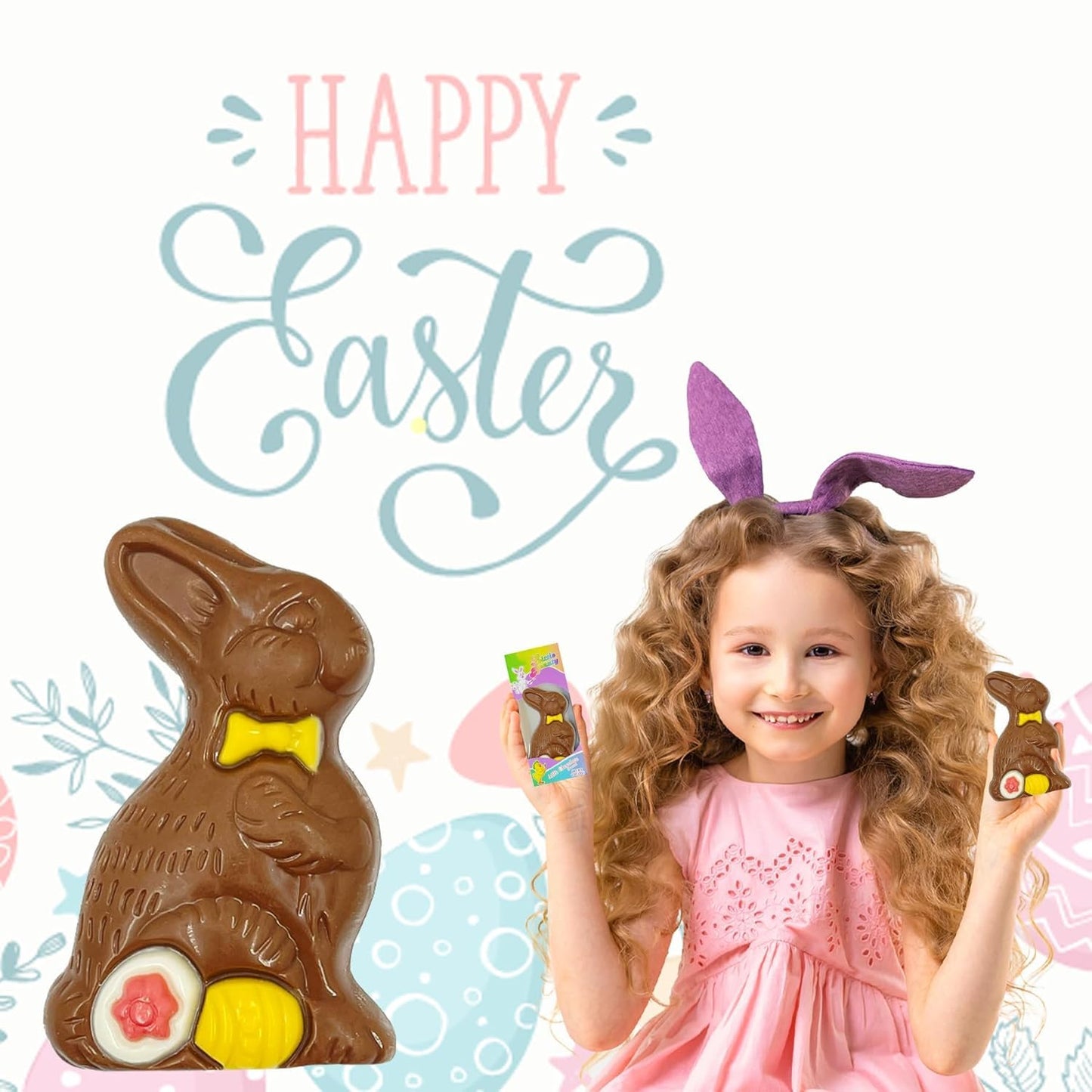 Fruidles Milk Chocolate Easter Bunny Holiday Treats, Decorated Solid Smooth Milk Chocolate, Party Bag Fillers, Individually Boxe