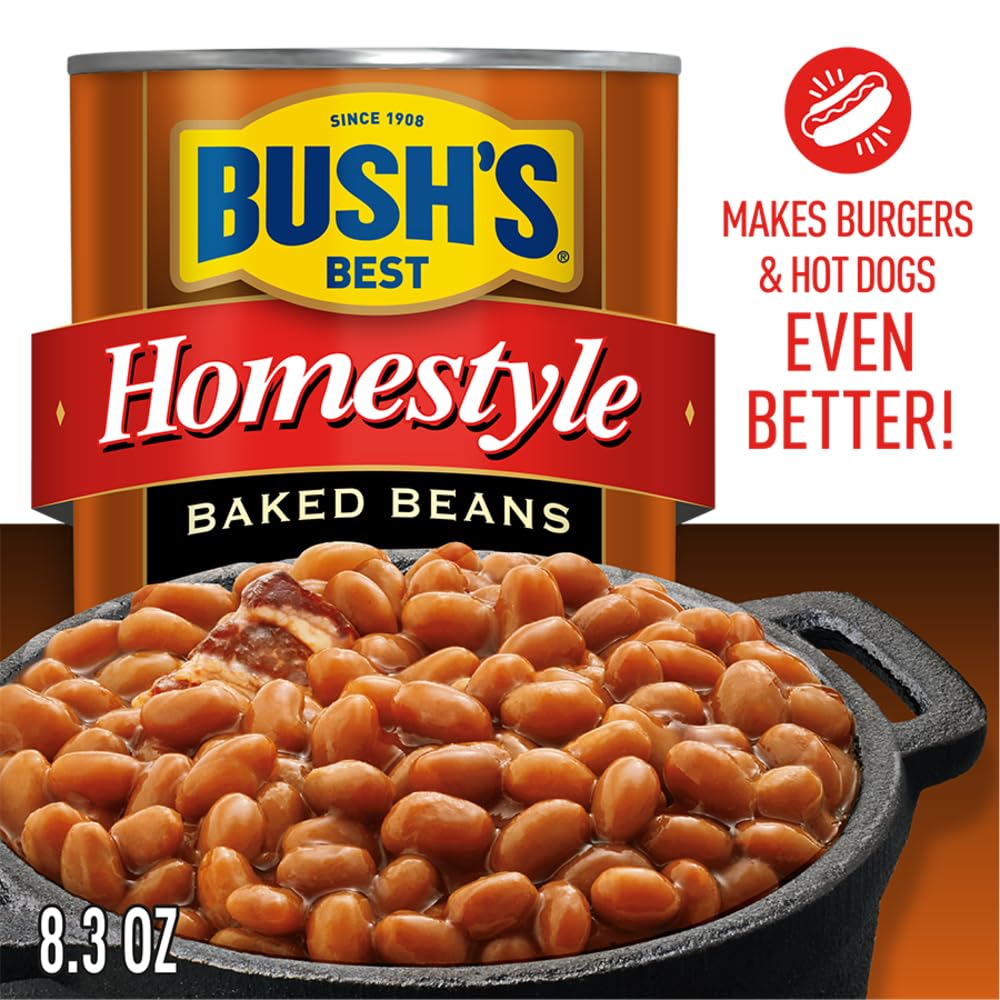 Bush'S Best 8.3 Oz Canned Homestyle Baked Beans, Source Of Plant Based Protein And Fiber, Low Fat, Gluten Free, (Pack Of 12)