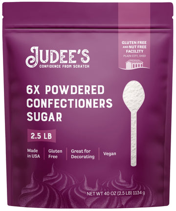 Judees 6X Powdered Confectioners Sugar 2.5 lb - 100% Non-GMO, Gluten-Free, and Nut-Free - 6X Size Perfect for Icings, Frostings,
