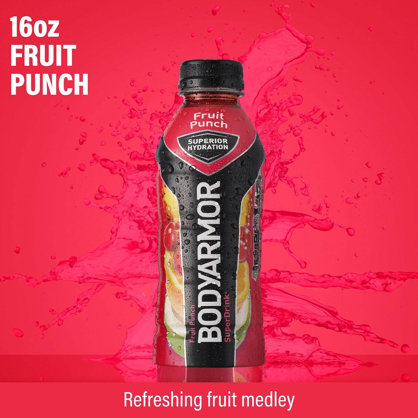 Bodyarmor Sports Drink Sports Beverage, Fruit Punch, Coconut Water Hydration, Natural Flavors With Vitamins, Potassium-Packed Electrolytes, Perfect For Athletes, 16 Fl Oz (Pack Of 12)