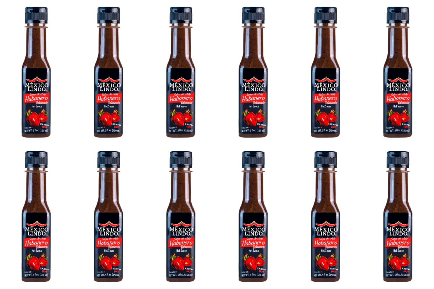 Mexico Lindo Habanero Hot Sauce Xxxtra Hot | 83,200 Scoville Level | Mix of Habanero, Tatemados & Spices | Perfect for Quesadill