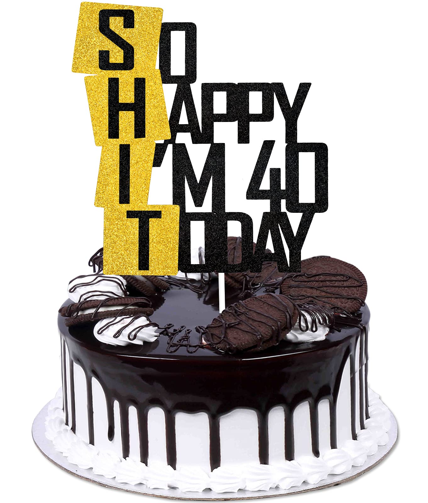 Funny So Happy I'M 40 Today Cake Topper - Glitter Fabulous Forty Years Birthday Cake D  Cor - Cheers To Dirty 40Th Birthday Part