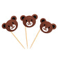 Ercadio Bear Head Cupcake Toppers - 24 Pack, Glitter Paper Jungle Animals, Baby Shower Birthday Party Decorations, Small Size