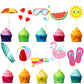 Epakh 100 Pcs Summer Beach Cupcake Toppers Pool Party Hawaiian Theme Cake Picks with Beach Ball Sun Umbrella Goggles Cake Decora