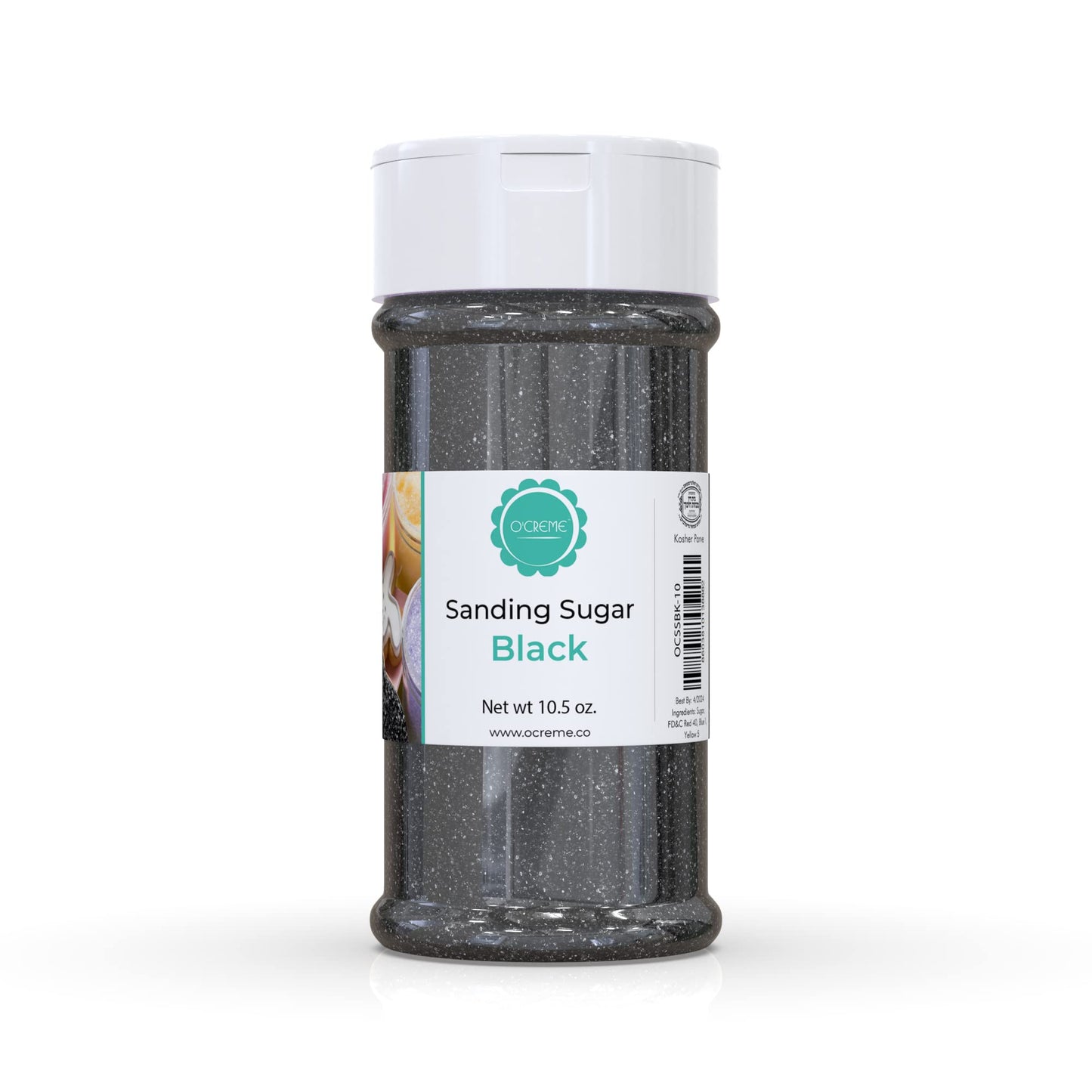 OCREME Sanding Sugar for Cookie Decorating, Black Sugar Crystals, 10.5 Ounce