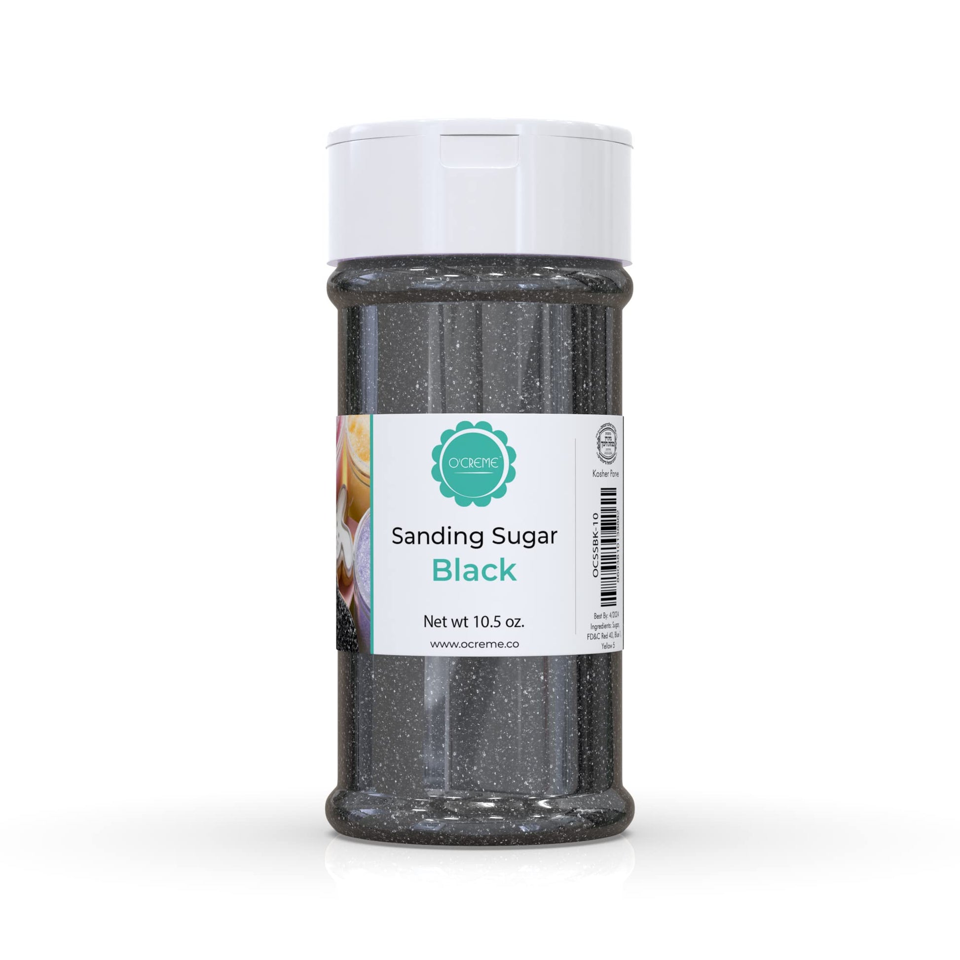 OCREME Sanding Sugar for Cookie Decorating, Black Sugar Crystals, 10.5 Ounce